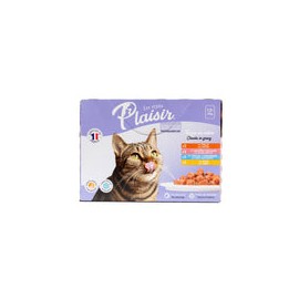 Les Repas Plaisir Multipack Alimento Natural Húmedo Recetas Variadas para Gato, 12 Piezas