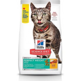 Hill's Science Diet Alimento seco para gatos, adulto, peso perfecto para un control saludable de peso y peso, receta de pollo, 